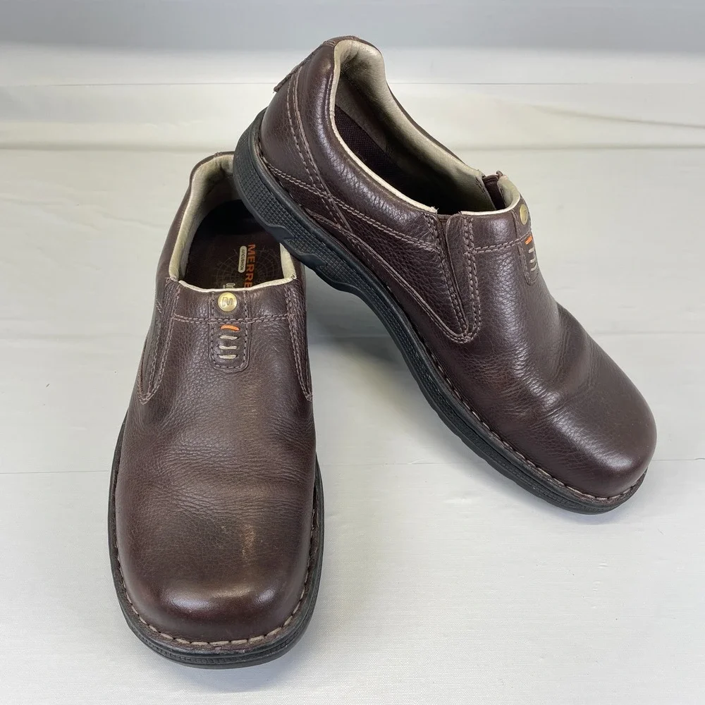 Merrell World Legend Stollen Loafers Mens Size 10.5 Brown Leather Slip On Shoes